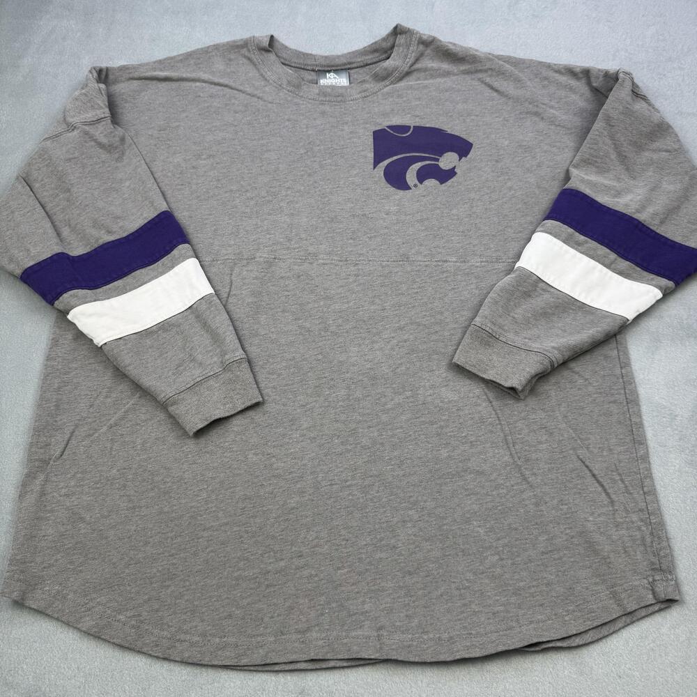 Kansas State Wildcats Shirt Womens Large Gray NCAA Knights Apparel Long Sleeve